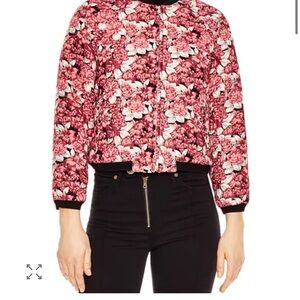 Sandro Womens Pink Floral Bomber Jacket size 3 S